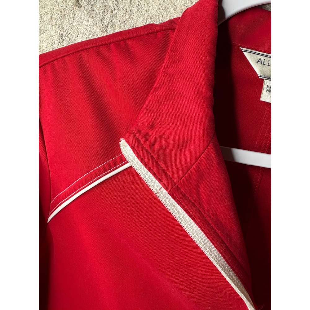 Allison Daley Petite Red Zip Up Jacket White Contrast Piping Size 12P - Picture 6 of 8